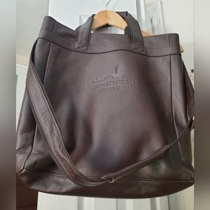 Brown leather chill & go wine tote